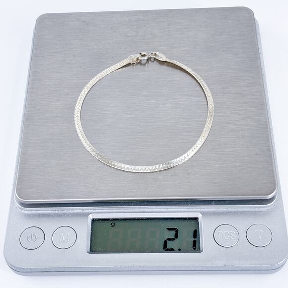 Vintage Sterling Silver 925 Herringbone Chain Bracelet 7" - Picture 6 of 6